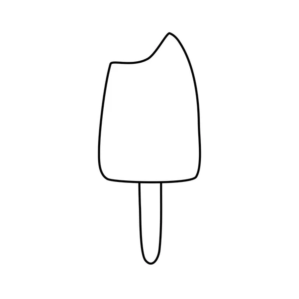 Bitten Φρουτώδες Παγωτό Γλειφιτζούρι Γρανίτα Doodle Στυλ Επίπεδη Διανυσματικό Περίγραμμα — Διανυσματικό Αρχείο