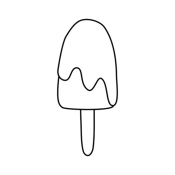 Мороженое Мороженое Бар Глазурью Палочке Каракули Стиле Плоский Вектор Набросок — стоковый вектор