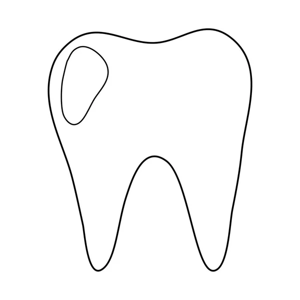 Jednoduchá Ikona Plochého Zubu Plochý Vektorový Obrázek Pro Děti Omalovánky — Stockový vektor
