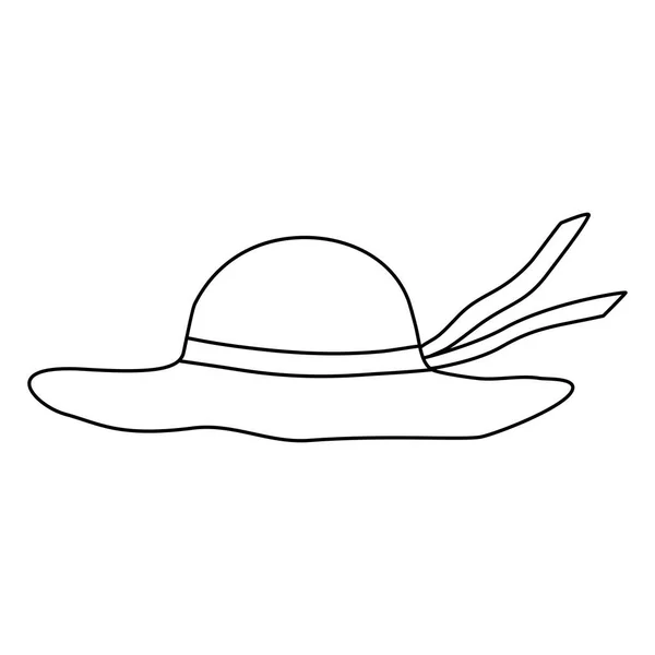 Пляжная Шляпа Защиты Солнца Лентой Женщин Рисунок Плоского Векторного Наброска — стоковый вектор