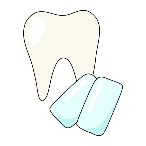 Zahn Mit Kaugummikissen Zahnpflegekonzept Vektorillustration — Stockvektor