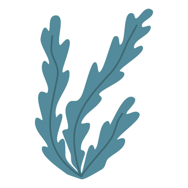 Blue green sea and aquarium water plant or seaweed, underwater planting, vector illustration