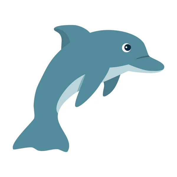 Söt Delfin Maskot Tecknad Stil Karaktär Vektor Illustration För Barn — Stock vektor