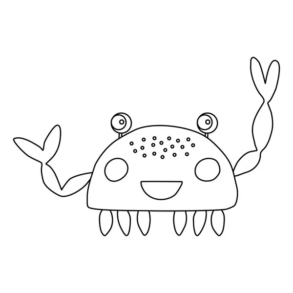 Caranguejo Bonito Caranguejo Estilo Desenho Animado Personagem Sorrindo Acenando Garra —  Vetores de Stock