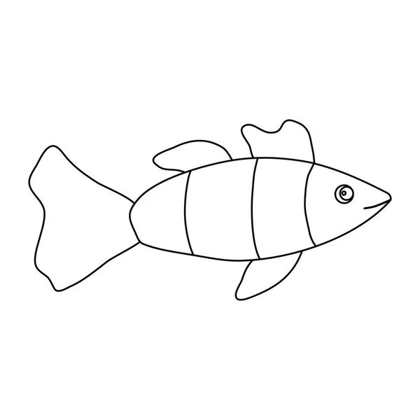Tropisk Avskalad Fisk Doodle Stil Platt Vektor Kontur Illustration För — Stock vektor