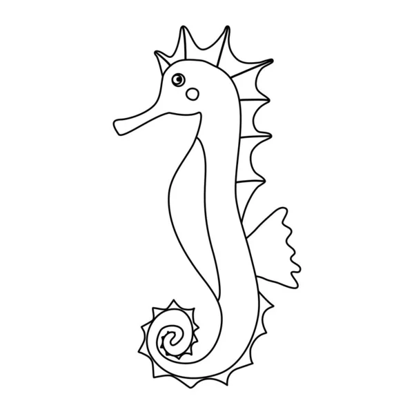 Leuke Cartoon Rood Zeepaardje Doodle Stijl Platte Vector Schema Illustratie — Stockvector