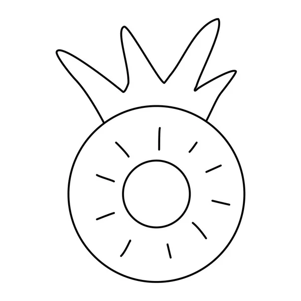 Ανανά Φουσκωτό Δαχτυλίδι Για Πισίνα Παραλία Doodle Στυλ Επίπεδη Διανυσματική — Διανυσματικό Αρχείο