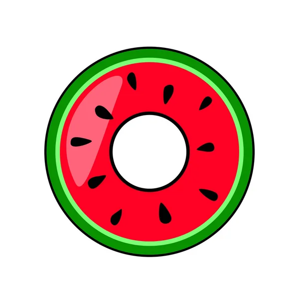Wassermelone Aufblasbarer Ring Für Schwimmbad Oder Strand Vektorillustration — Stockvektor