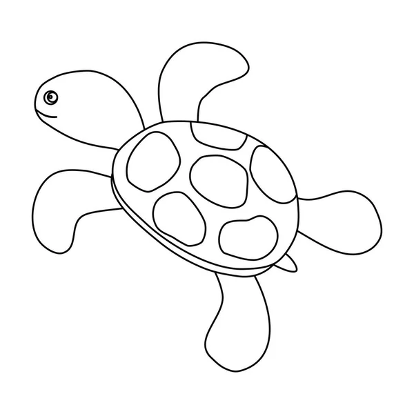 Roztomilý Kreslený Želva Mořské Zvíře Pudl Styl Plochý Vektorový Obrys — Stockový vektor