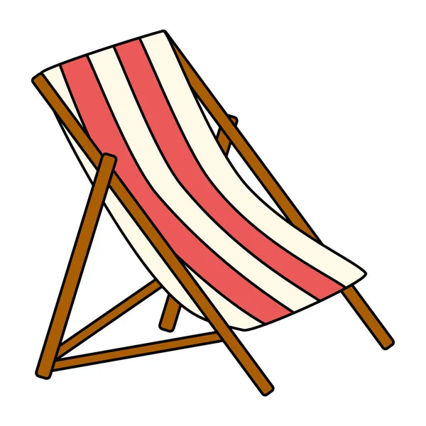 Полосатая Красная Белая Колода Значок Шезлонга Пляже Векторная Иллюстрация — стоковый вектор