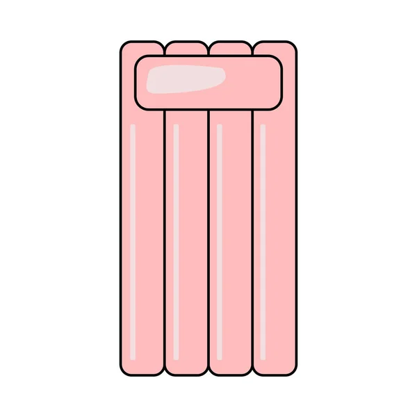 Розовый Надувной Матрас Подушкой Плоская Векторная Иллюстрация Контуром — стоковый вектор