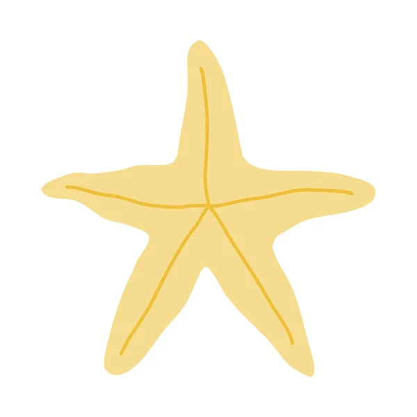 黄色のヒトデ 海のライフデザイン要素 ベクトルイラスト — ストックベクタ