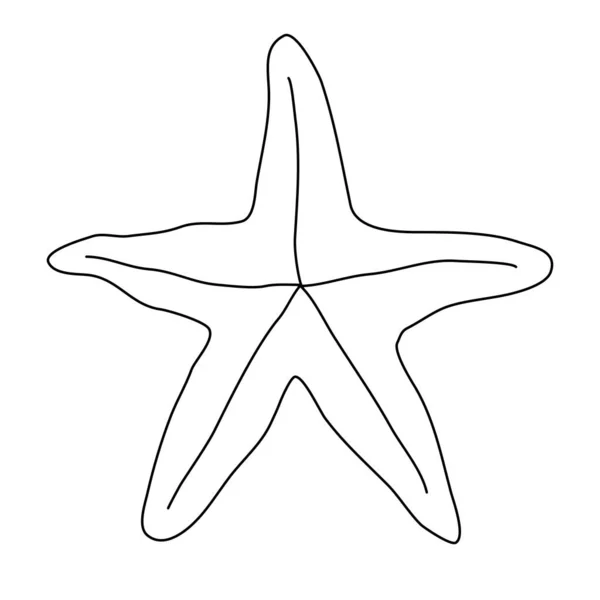Starfish Sea Life Design Element Doodle Style Flat Vector Outline — Stock Vector