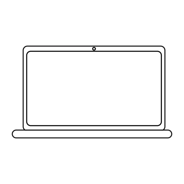 Laptop Aberto Com Tela Vazia Estilo Doodle Ilustração Esboço Vetorial — Vetor de Stock