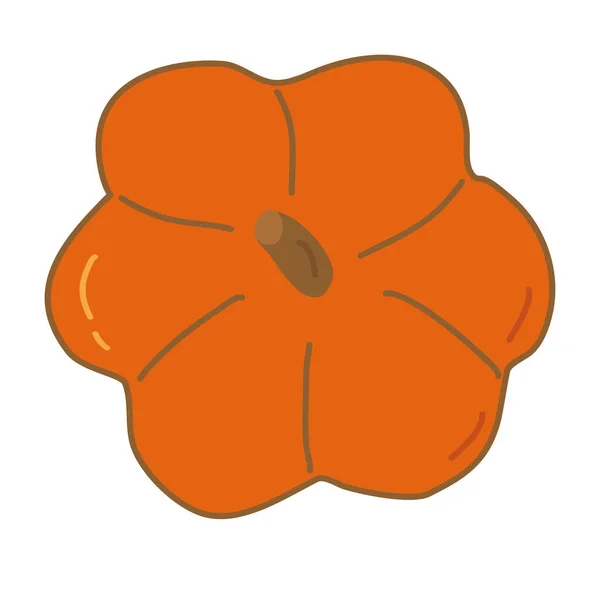 Pumpkin Halloween Thanksgiving Top View Cartoon Style Flat Vector Illustration — Stock Vector