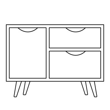 Komodin ya da komodin, karalama stili düz vektör taslağı çocuk kitapları için resimleme