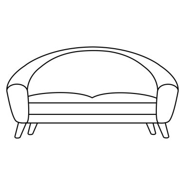 Rahat kanepe, karalama tarzı düz vektör çizimi çocuk kitabı boyama çizimi