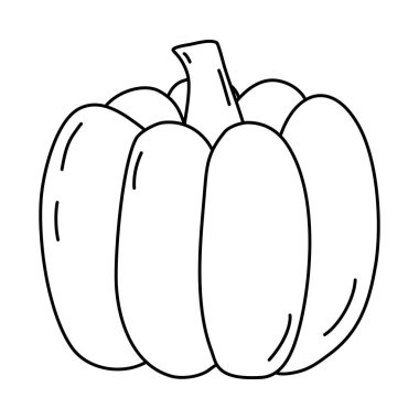 Cadılar Bayramı ya da Şükran Günü için balkabağı, çocuk boyama kitabı için karalama tarzı düz vektör taslağı