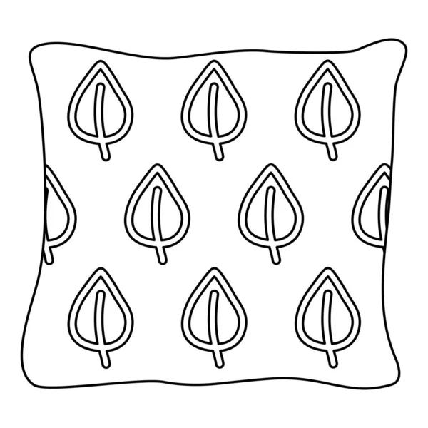 Travesseiro Sofá Decorativo Com Estampa Folha Estilo Doodle Ilustração Contorno —  Vetores de Stock