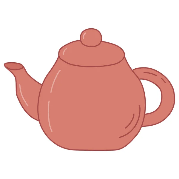 Klassisches Teekanne Tee Zeit Element Doodle Stil Vektorillustration — Stockvektor