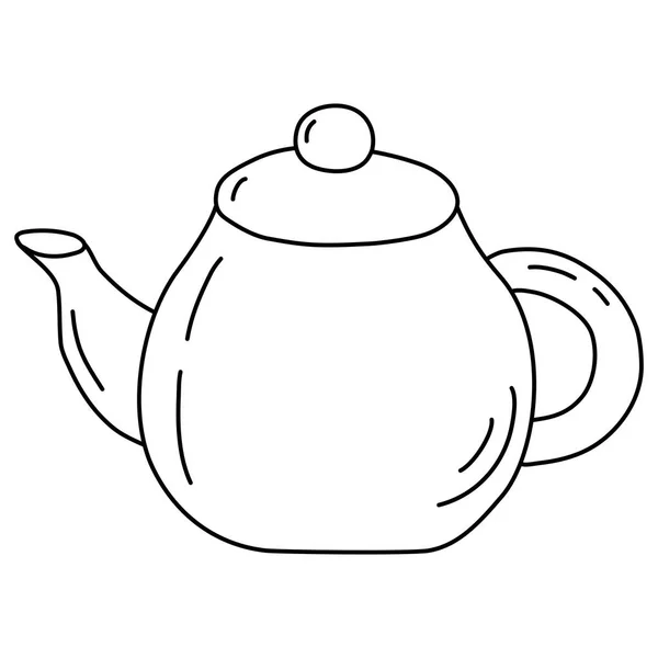 Κλασικό Δοχείο Τσαγιού Στοιχείο Του Χρόνου Τσάι Doodle Στυλ Επίπεδη — Διανυσματικό Αρχείο