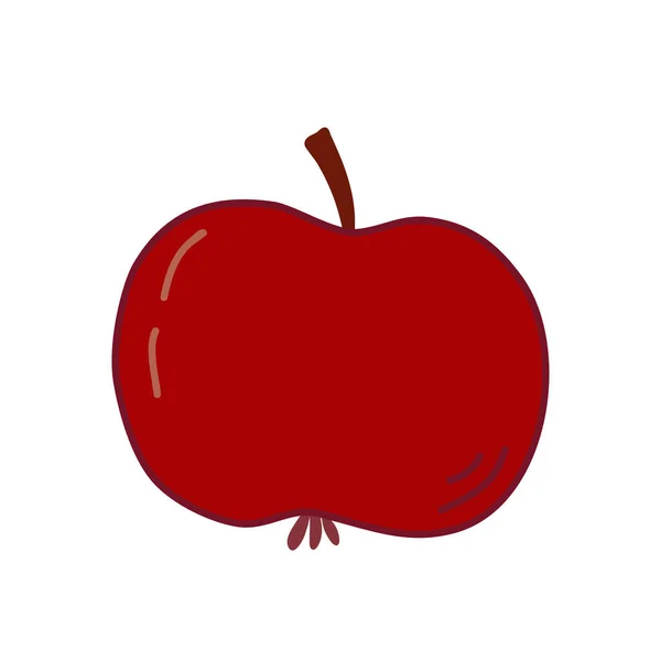 Просте Червоне Яблуко Каракулевий Стиль Плоский Векторні Ілюстрації — стоковий вектор