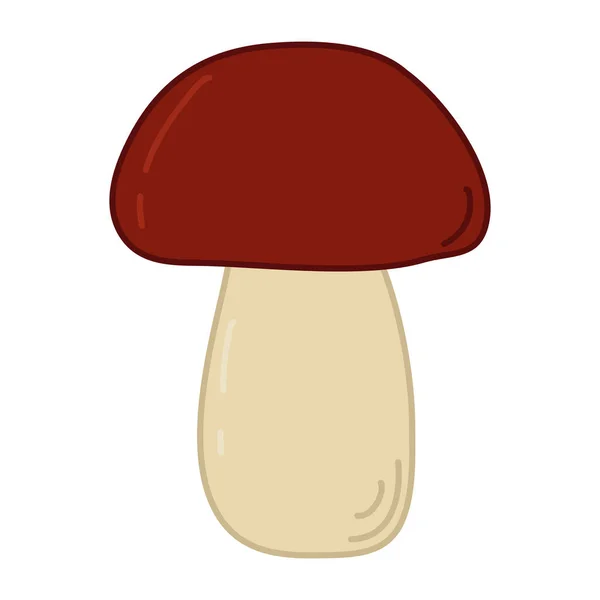 Boletus Mushroom Cep Edible Mushroom Doodle Style Flat Vector Illustration — Stock Vector