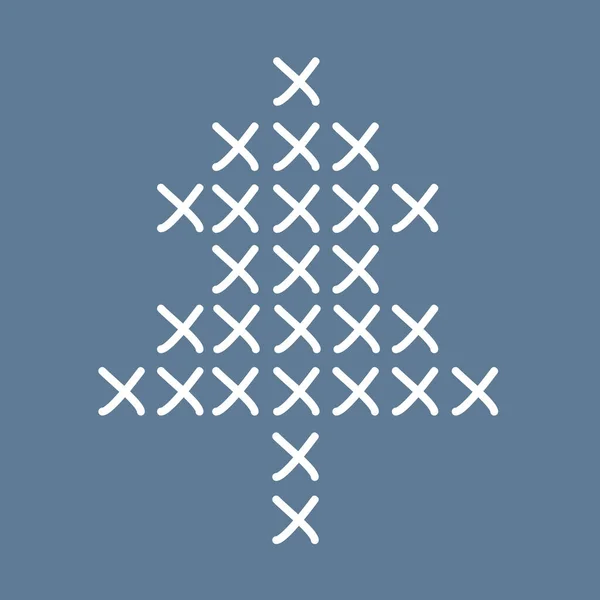 Крест Стежка Рождественская Елка Сосна Зимние Праздники Элемент Дизайна Каракули — стоковый вектор