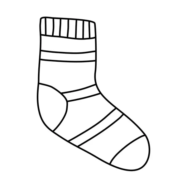 Stickad Varm Strippad Socka Doodle Stil Platt Vektor Kontur Illustration — Stock vektor