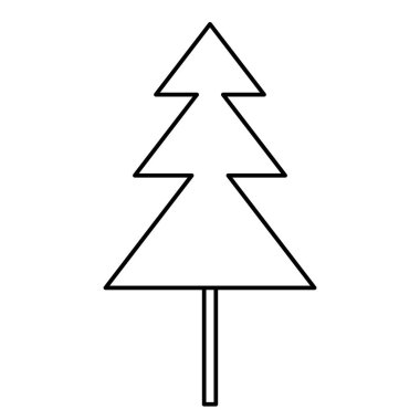 Basit İskandinav tarzı Noel ağacı, karalama stili düz vektör taslağı çocuk boyama kitabı
