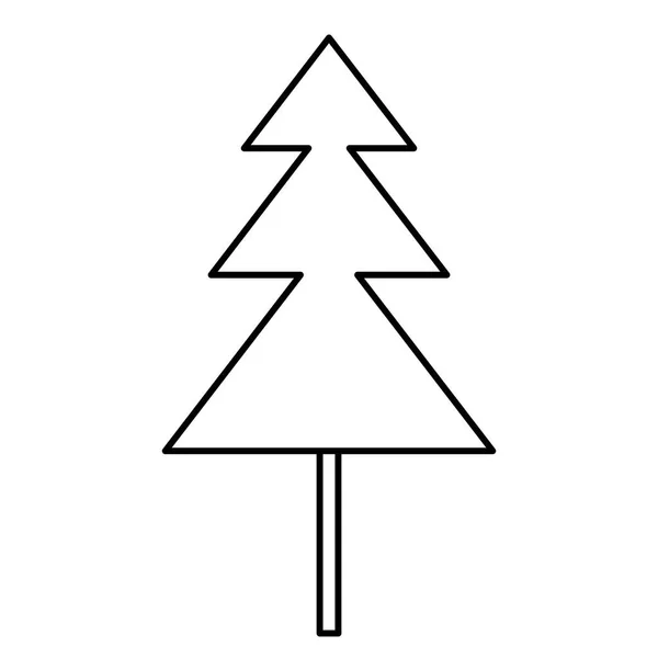 Einfache Skandinavischen Stil Weihnachtsbaum Doodle Stil Flache Vektor Umriss Illustration — Stockvektor