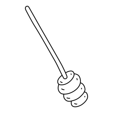 Tahta bal kaşığı ya da bal kaşığı, karalama stili düz vektör çizimi çocuk kitaplarını boyama çizimi