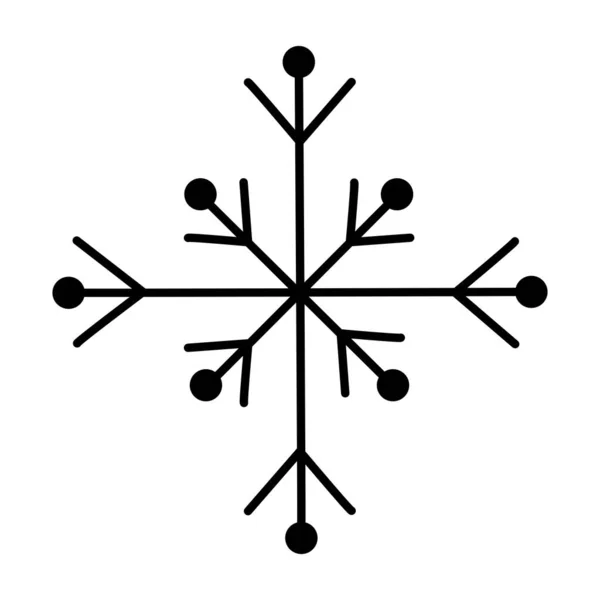 Украшенная Снежинка Рисунок Стиле Каракулей Плоский Векторный Контур — стоковый вектор