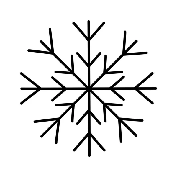 Красивая Снежинка Рисунок Плоского Векторного Контура Стиле Каракулей — стоковый вектор