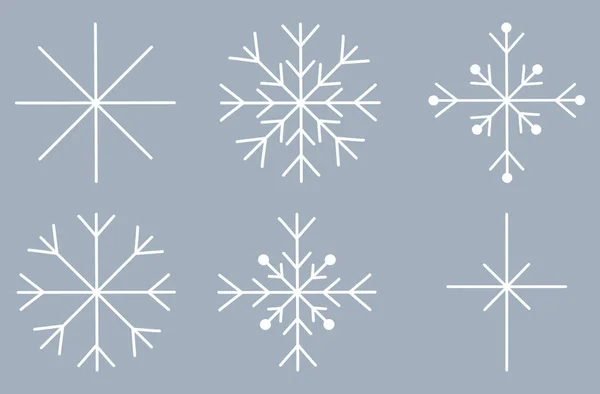 Conjunto Diferentes Copos Nieve Elemento Diseño Invierno Ilustración Vectorial Plana — Vector de stock