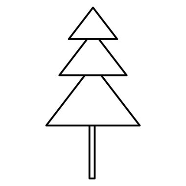 Basit geometrik Noel ağacı, karalama stili düz vektör taslağı çocuk boyama kitabı