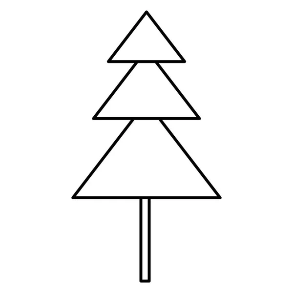 Einfache Geometrische Weihnachtsbaum Doodle Stil Flache Vektor Umriss Illustration Für — Stockvektor