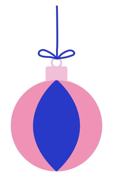 粉色条纹节庆球 圣诞树装饰玩具 挂在绳子上 冬季节假日设计元素 病媒图解 — 图库矢量图片