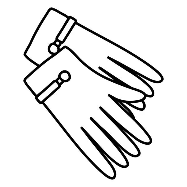 Paar Elegante Warme Handschuhe Doodle Stil Flache Vektorumrisse Illustration Für — Stockvektor