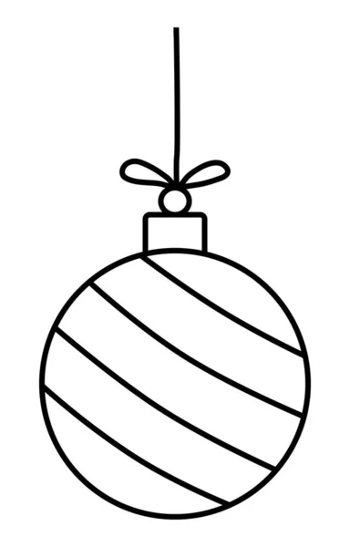 Gestreifte Festliche Kugel Weihnachtsbaumschmuck Spielzeug Hängen Seil Winter Ferien Design — Stockvektor