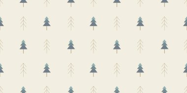 Çam ve ağaçlarla kusursuz desen, kış tatili tasarımı, vektör illüstrasyonu