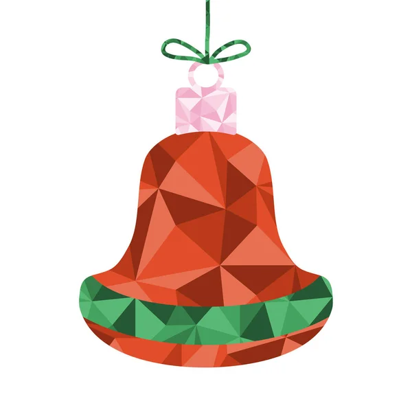 Jouet Décoration Arbre Noël Cloche Rouge Jingle Accroché Corde Élément — Image vectorielle