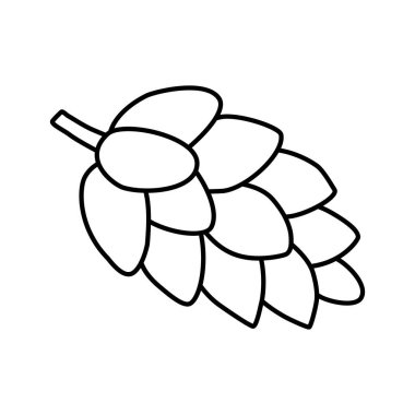 Basitleştirilmiş çam kozalağı, kış tatili tebrik kartı tasarım şablonu elementi, karalama tarzı düz vektör çizimi çocuk boyama kitabı çizimi