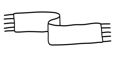 Dalgalı sıcak kış eşarbı, karalama stili düz vektör taslağı çocuk boyama kitabı için.