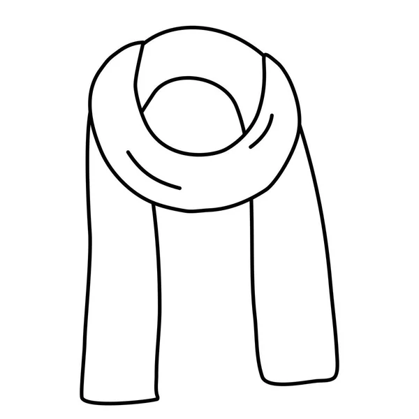Τυλιγμένο Ζεστό Κασκόλ Χειμώνα Doodle Στυλ Επίπεδη Διανυσματική Απεικόνιση Περίγραμμα — Διανυσματικό Αρχείο