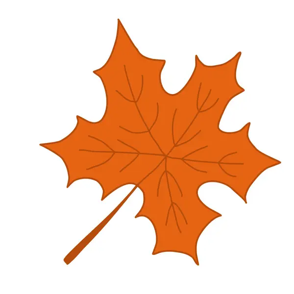 Оранжевый Кленовый Лист Элемент Осеннего Дизайна Векторная Иллюстрация Стиле Каракулей — стоковый вектор