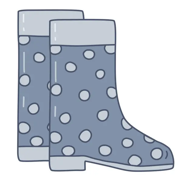 Ζεύγος Αδιάβροχες Μπότες Βροχής Πουά Μοτίβο Doodle Στυλ Διανυσματική Απεικόνιση — Διανυσματικό Αρχείο