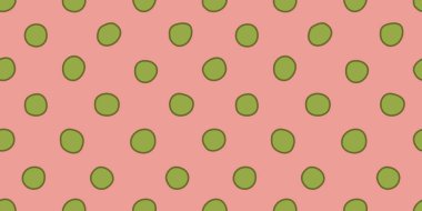 El çizimi pürüzsüz puantiyeli desen ana hatlı, pembe ve yeşil renkli, karalama tarzı vektör çizimi