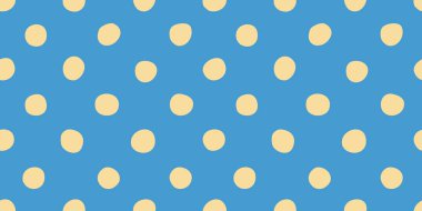 El çizimi pürüzsüz puantiye deseni, mavi ve sarı renkler, karalama stili vektör çizimi