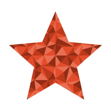 İçinde soyut üçgen deseni olan beş köşeli kırmızı yıldız, vektör çizimi